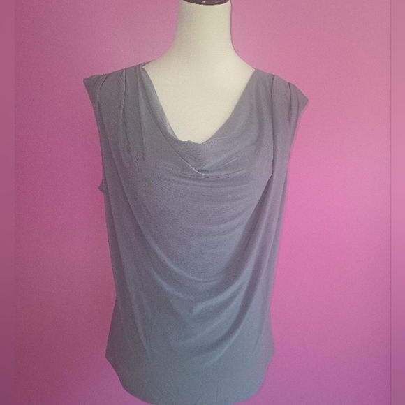 Dressbarn Ladies Gray Sleeveless Cowl Neck Blouse (Size Large) - Picture 2 of 6